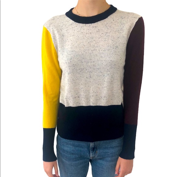 Aqua Sweaters - Aqua Cashmere Color Block Sweater Size Small
